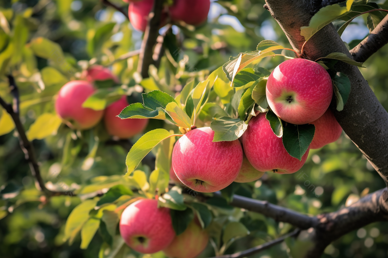 苹果园里饱满的粉红色的苹果挂在树上,高清,摄影图,摄影图片,图片大全,摄影图免费下载